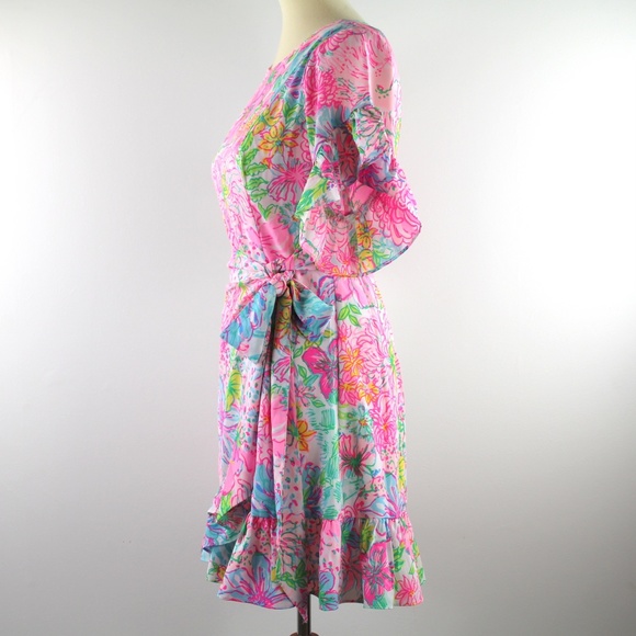 Lilly Pulitzer Darlah Stretch Ruffle Trim Mini Dress Multi Paradise Found 2 NWT - Picture 5 of 8